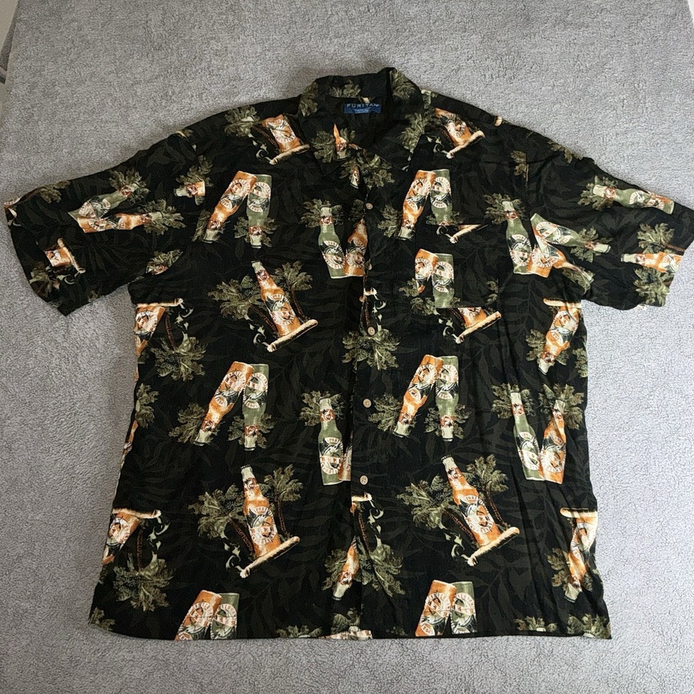 Pacific Black Beer Hawaiian Shirt SZ XL Men Rayon Tropical Beach Vacation